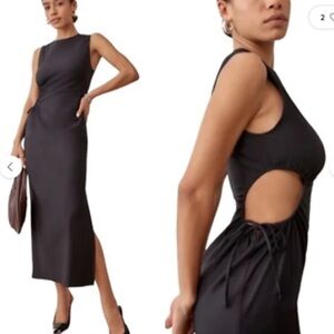 REFORMATION Doria Side Ruched Sheath Dress BLACK size 4